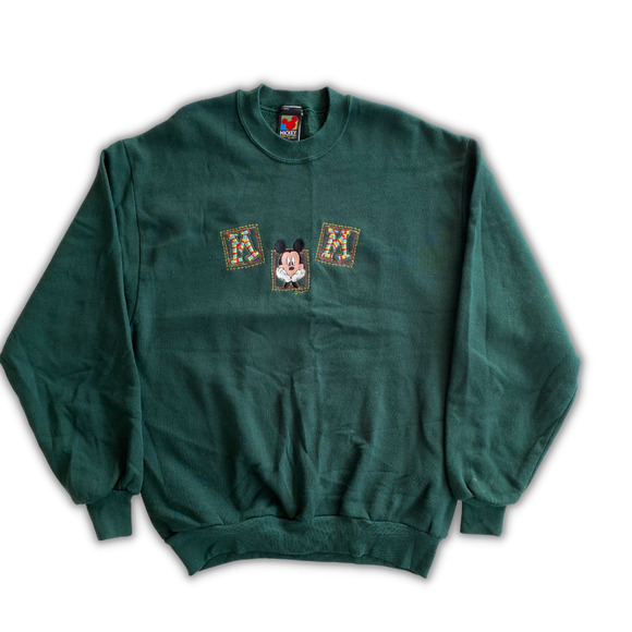 VTG Mickey Unlimited Mickey Mouse MOM Embroidered Green Pullover Sz L READ - Picture 9 of 9